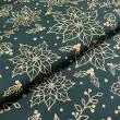 Tricoline Natal Contorno Flores com Glitter 100% Algodão - 1,50m largura - Verde