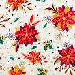 Tricoline Natal Flor Glitter Fundo Palha 100% Algodão 1,50m largura - Variante 1