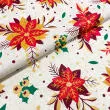 Tricoline Natal Flor Glitter Fundo Palha 100% Algodão 1,50m largura - Variante 1