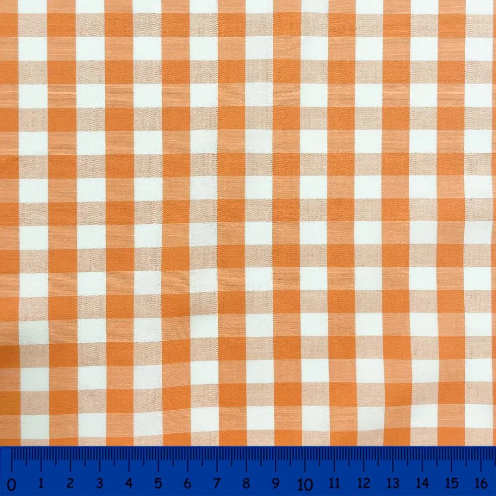 Tricoline Xadrez Fio Tinto - Extra Grande - 100% Algodão - Laranja