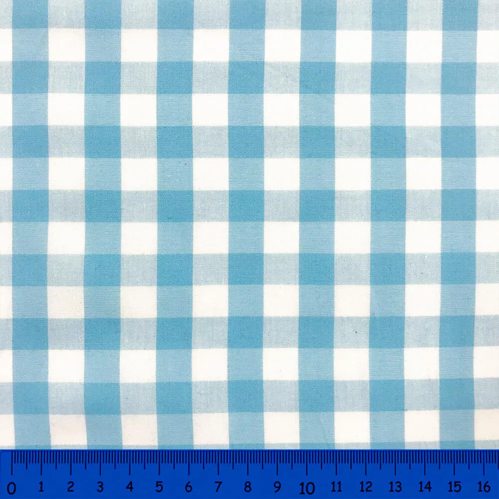 Tricoline Xadrez Fio Tinto - Extra Grande - 100% Algodão - Azul bebê