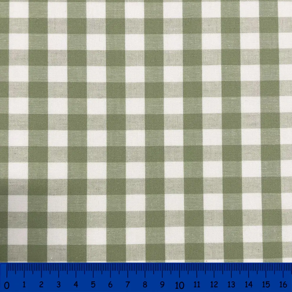 Tricoline Xadrez Fio Tinto - Extra Grande - 100% Algodão - Verde envelhecido