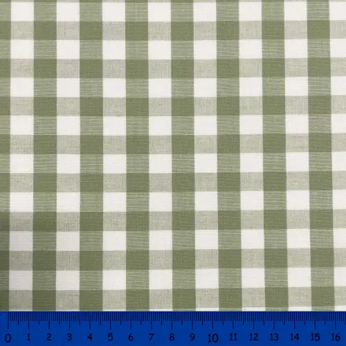 Tricoline Xadrez Fio Tinto - Extra Grande - 100% Algodão - Verde envelhecido