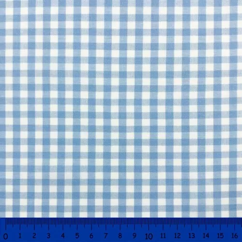 Tricoline Xadrez Fio Tinto - Grande - 100% Algodão - Azul bebê