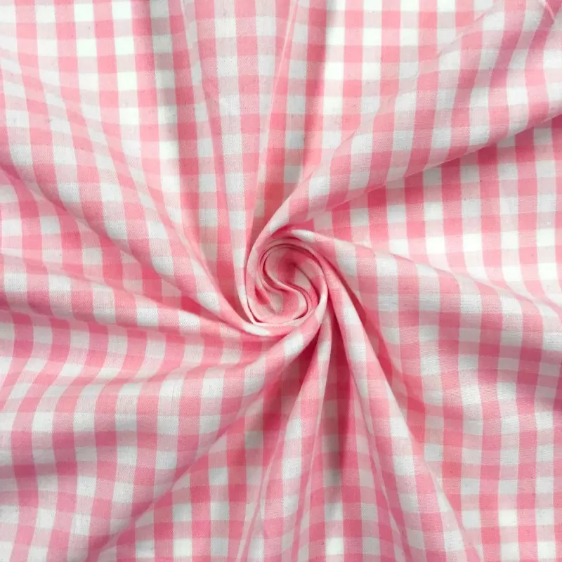 Tecido Tricoline Xadrez Branco e Rosa - Fabricart - 50 x 150 cm