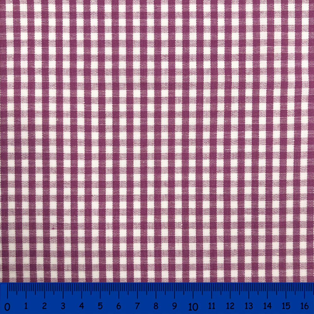 Tricoline Xadrez Fio Tinto - Médio - 100% Algodão - Roxo uva