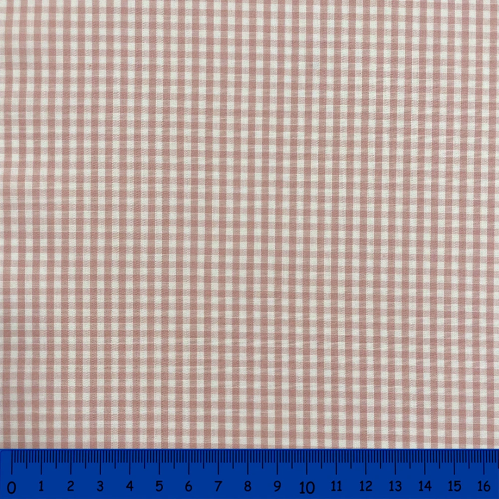 Tricoline Xadrez Fio Tinto - Médio - 100% Algodão - Rose