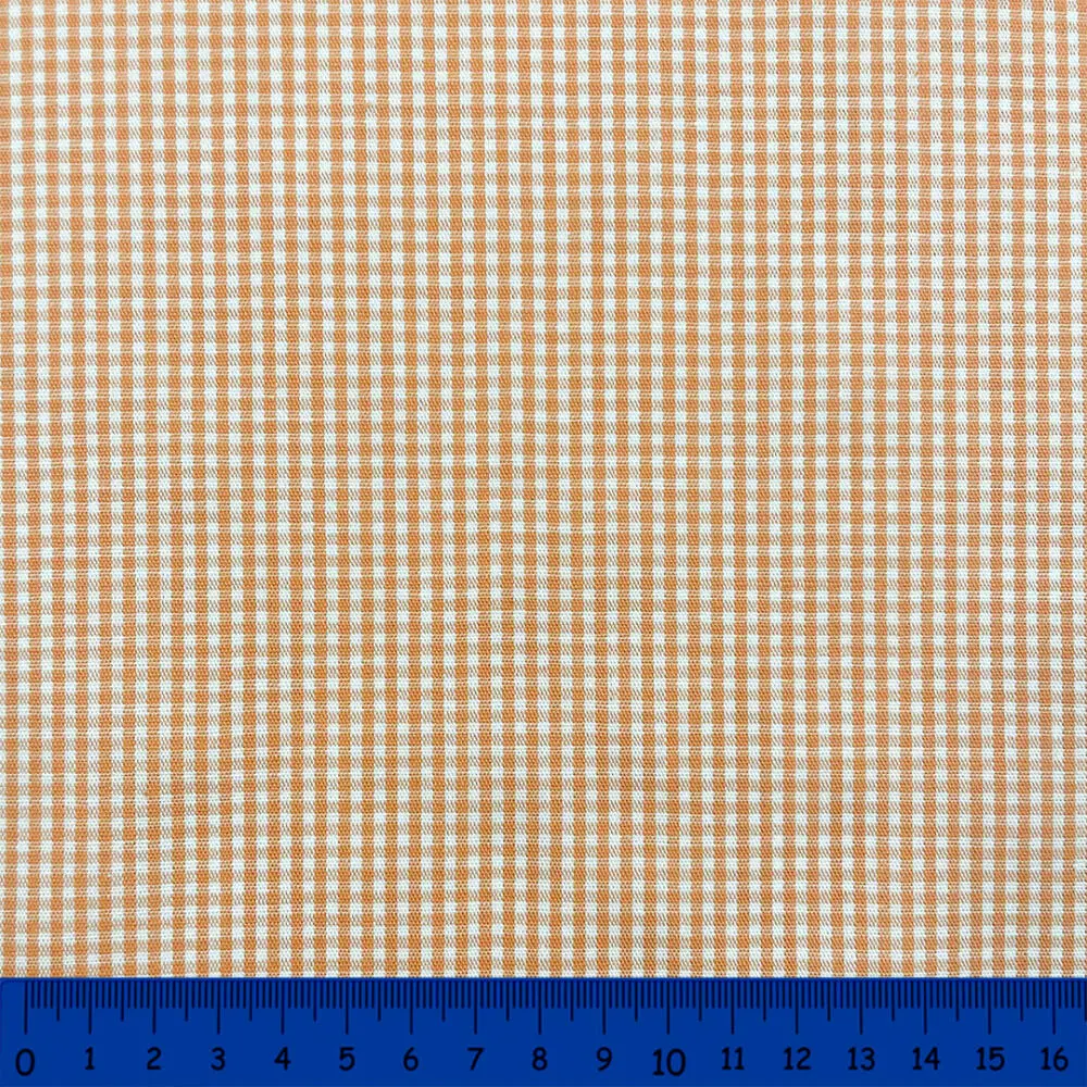 Tricoline Xadrez Fio Tinto - Pequeno - 100% Algodão - Laranja