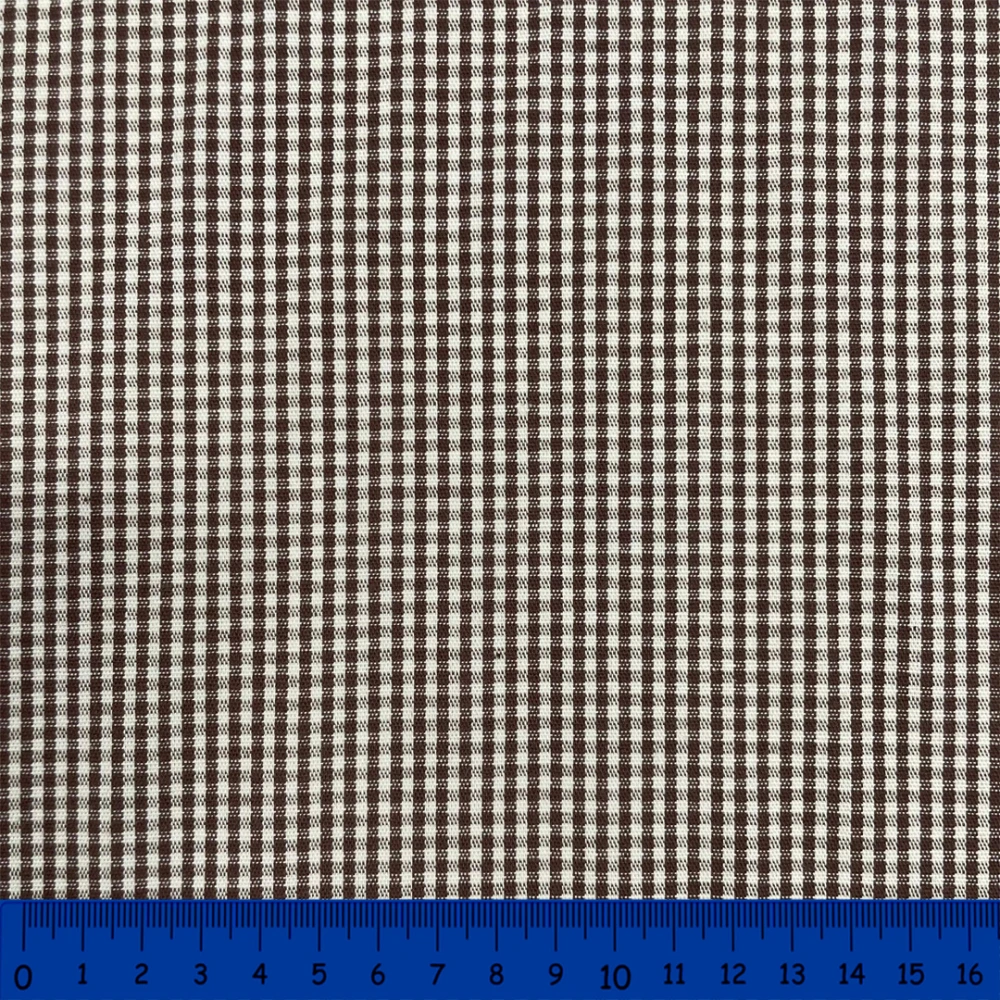 Tricoline Xadrez Fio Tinto - Pequeno - 100% Algodão - Marrom